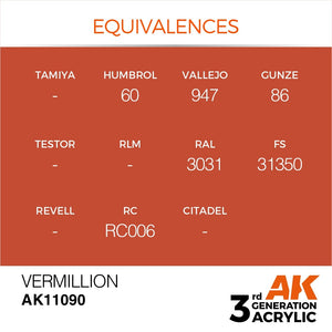AK Interactive AK11090 VERMILLION – STANDARD 17 ml – immagine 2