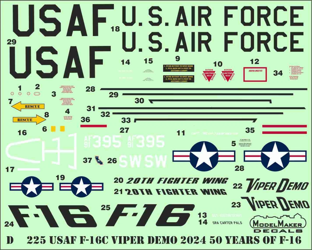 Décalcomanies ModelMaker D48225 USAF F-16C Viper Démo 2024 50 ans du F-16 1/48 – Bild 2