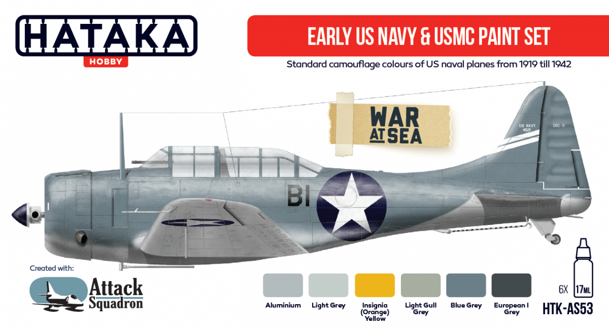 Ensemble de peinture Hataka Hobby HTK-AS53 pour les premiers soldats de l'US Navy et de l'USMC (6 x 17 ml)