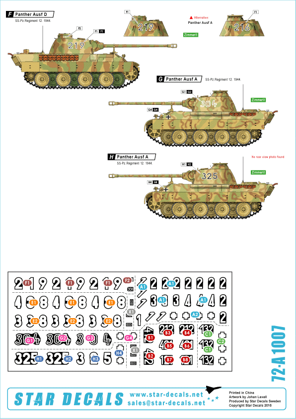 Star Decals 72-A1007 SS-Panthers (1) 1/72 – Bild 2