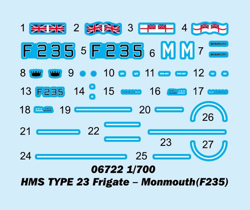 Trumpeter 06722 Frégate HMS TYPE 23 – Monmouth (F235) 1/700 – immagine 3