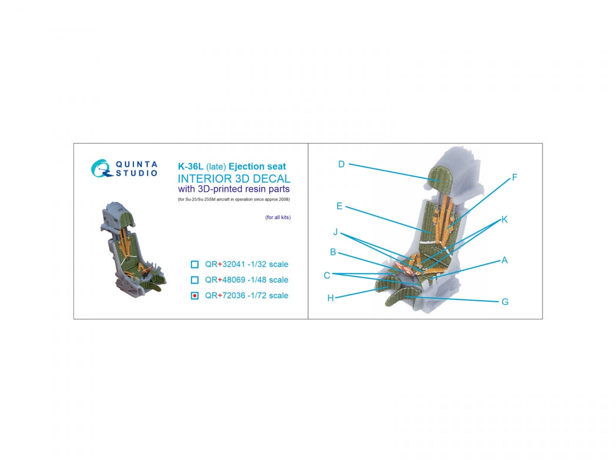 Quinta Studio QR+72036 Siège éjectable K-36L (version tardive) (pour avions Su-25/Su-25SM depuis 2008) (Tous les kits) 1/72  – image 3