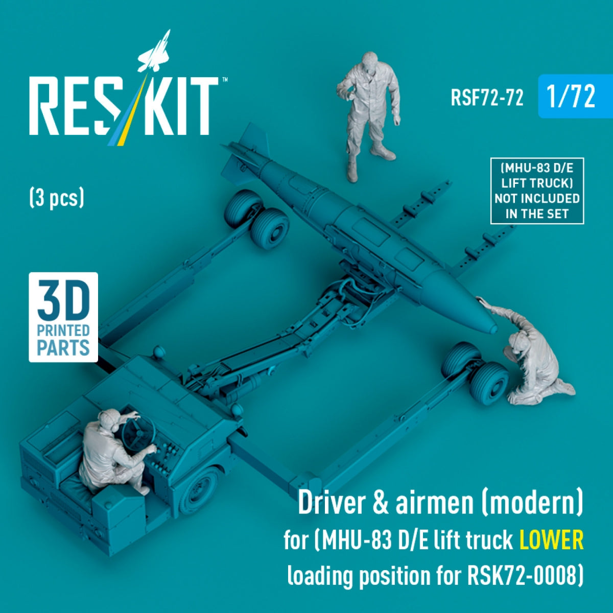 RESKIT RSF72-0072 Conducteur et aviateurs (moderne) (3 pièces) (Chariot élévateur MHU-83 D/E, position de chargement inférieure pour RSK72-0008) (Impression 3D) 1/72 – immagine 3