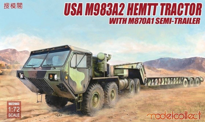 Modelcollect UA72083 USA Tracteur HEMTT M983A2 avec semi-remorque M870A1 1/72