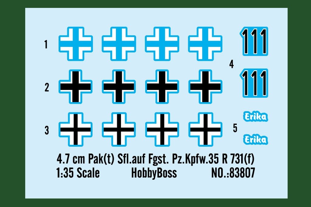 Hobby Boss 83807 4,7 cm Pak(t) Sfl.auf Fgst. Pz.Kpfw.35 R 731(f) (1/35) – imagen 4