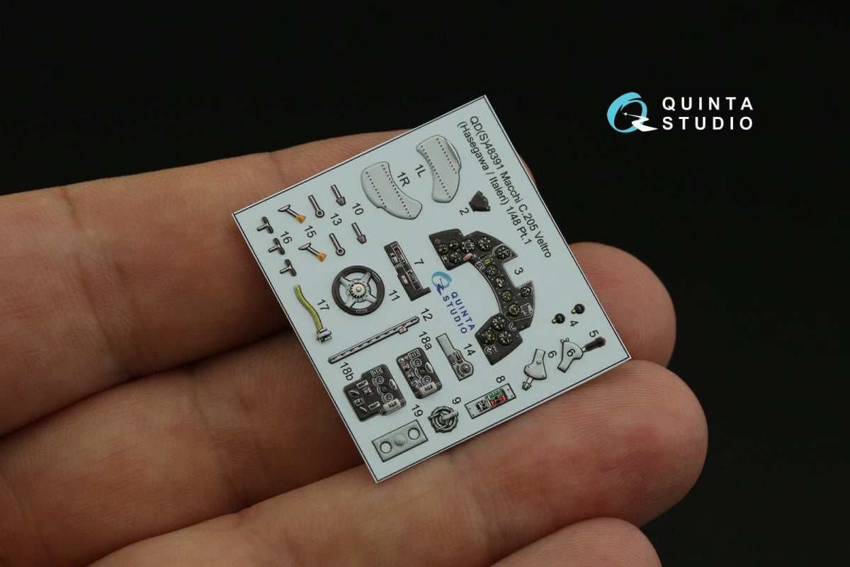 Intérieur imprimé en 3D et coloré sur papier décalcomanie Quinta Studio QDS-48391 Macchi C.205 Veltro (Hasegawa/Italeri) (Petite version) 1/48 – image 3