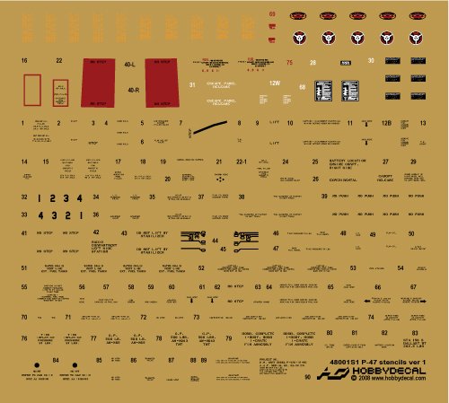 HobbyDecal ST48001V1 Pochoirs P-47 version 1 1/48