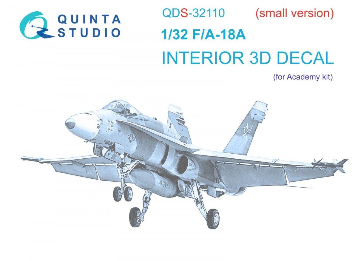 Intérieur imprimé en 3D et coloré sur papier décalcomanie Quinta Studio QDS-32110 F/A-18A (Academy) (Petite version) 1/32