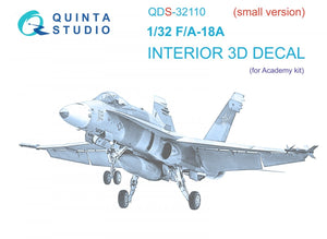 Intérieur imprimé en 3D et coloré sur papier décalcomanie Quinta Studio QDS-32110 F/A-18A (Academy) (Petite version) 1/32