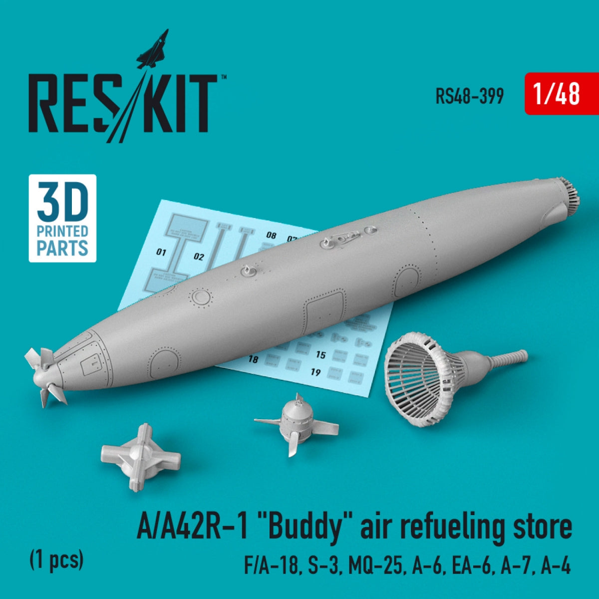 RESKIT RS48-0399 A/A42R-1 « BUDDY » MAGASIN DE RAVITAILLEMENT EN AIR (1 PIÈCE) (IMPRIMÉ EN 3D) 1/48