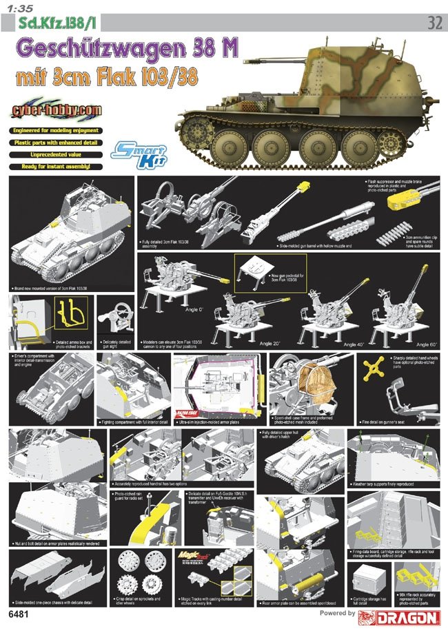Cyber ​​​​Hobby 6481 Véhicule de transport 38 M avec 3 cm Flak 103/38 (1/35)