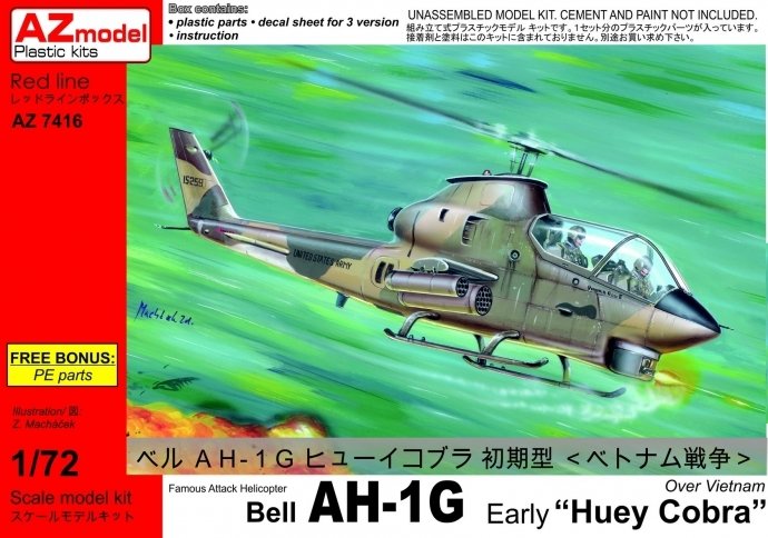 Maquette AZmodel AZ7416 Bell AH-1G Early Huey Cobra au-dessus du Vietnam, échelle 1/72