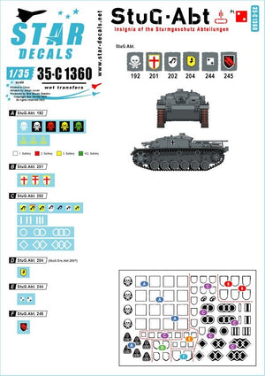 Star Decals 35-C1361 StuG-Abt 3 Insignes génériques et marquages ​​d&amp;#39;unité pour les unités Sturmgeschutz 1/35