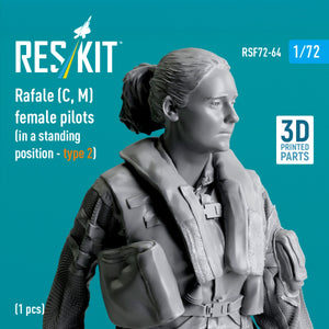 RESKIT RSF72-0064 Rafale (C, M) female pilot (in a standing position - type 2) (1 pcs) (3D Printed) 1/72