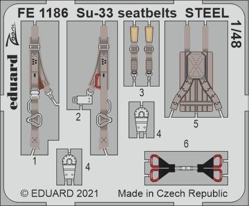 Ceintures de sécurité Eduard FE1186 Su-33 STEEL MINIBASE 1/48