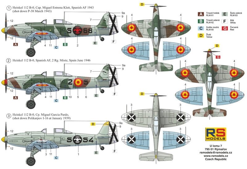 RS Models 92263 Heinkel 112B Espagne Seconde Guerre mondiale Chasseur allemand 1/72 – Bild 2