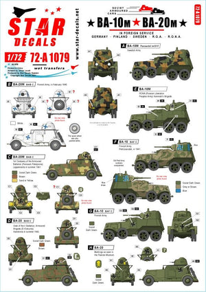 Star Decals 72-A1079 BA-10M et BA-20M. Échelle 1/72