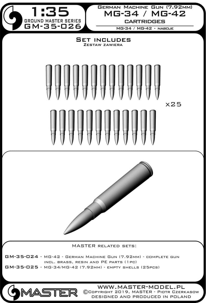 Cartouches Master GM-35-026 MG-34/MG-42 (7,92 mm) (25 pièces) 1/35 – image 3