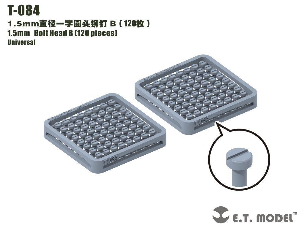 Rivets ET Modèle T-084 Tête de boulon 1,5 mm B (120 pièces)