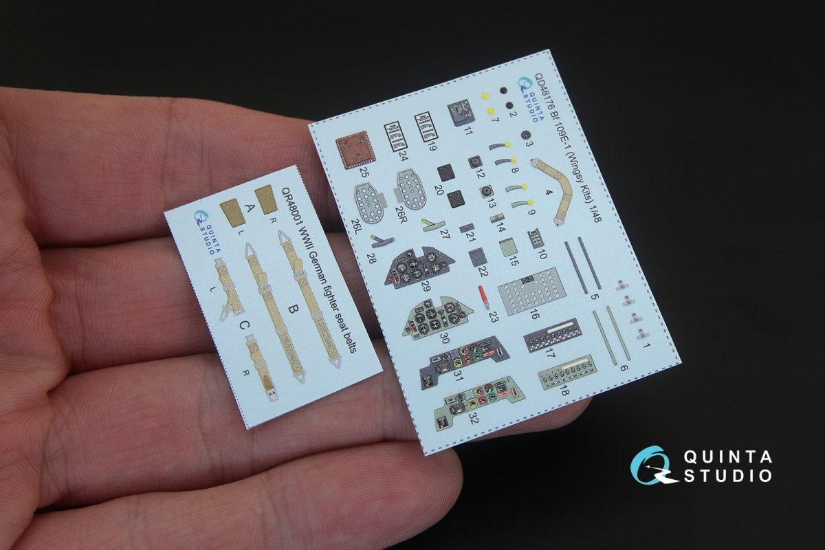 Quinta Studio QD48176 Bf 109E-1 3D-Printed &amp;amp; coloured Interior on decal paper (for Wingsy kits kit) 1/48 – zdjęcie 2