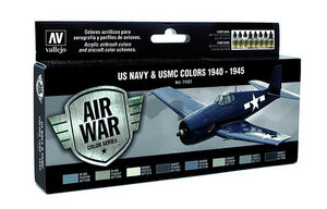 Vallejo 71157 Couleurs de l&amp;#39;US NAVY et de l&amp;#39;USMC Seconde Guerre mondiale 1940-1945 8x17 ml.