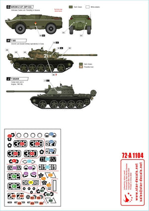 Star Decals 72-A1104 Chars et véhicules blindés à Cuba n° 2. T-34/85, IS-2M, T-54A, T-55, T-55A, T-62A, ZSU-57-2, BRDM-2 (9P122). Échelle 1/72 – image 3