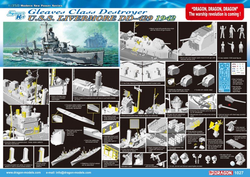 Dragon 1027 USS Livermore DD-429 1/350 – zdjęcie 3