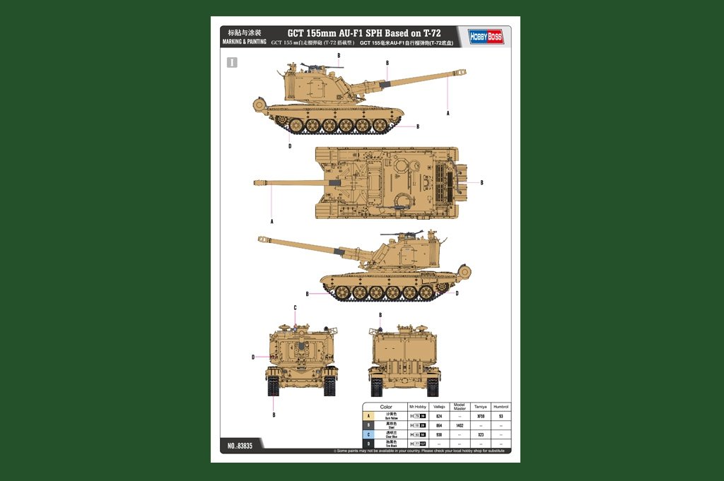 Hobby Boss 83835 GCT 155mm AU-F1 SPH Basé sur le T-72 (1/35) – image 2
