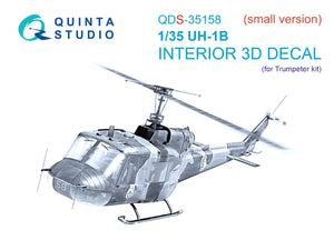 Intérieur imprimé en 3D et coloré pour UH-1B (Trumpeter) de Quinta Studio QDS-35158 (petite version) à l&amp;#39;échelle 1/35