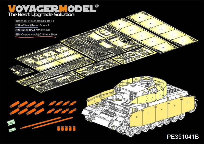 Maquette Voyager PE351041B, char allemand Pz.Kpfw.IV Ausf.F1 (production tardive), version B de base, munitions incluses (pour Border BT-003), échelle 1/35