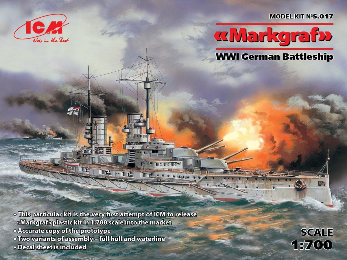 ICM S017 Markgraf (full hull & waterline), WWI German Battleship 1/700
