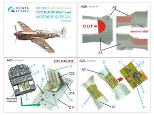 Quinta Studio QD+72212 P-40M Warhawk Intérieur imprimé en 3D et coloré sur papier décalcomanie (Academy) (avec pièces en résine imprimées en 3D) 1/72 – image 11