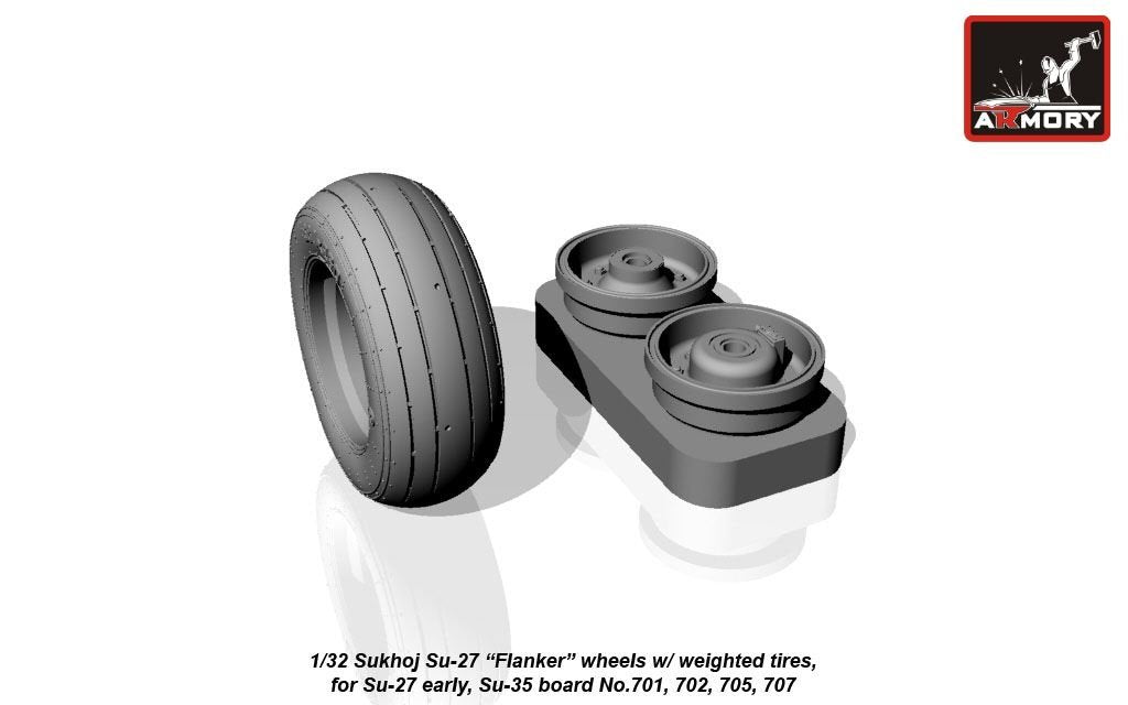 Armory Models AW32004b Sukhoj Su-27 Flanker early wheels w/ weighted tires 1/32 – zdjęcie 3