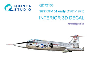 Intérieur imprimé en 3D et coloré sur papier décalcomanie Quinta Studio QD72103 CF-104 (Hasegawa) à l&amp;#39;échelle 1/72