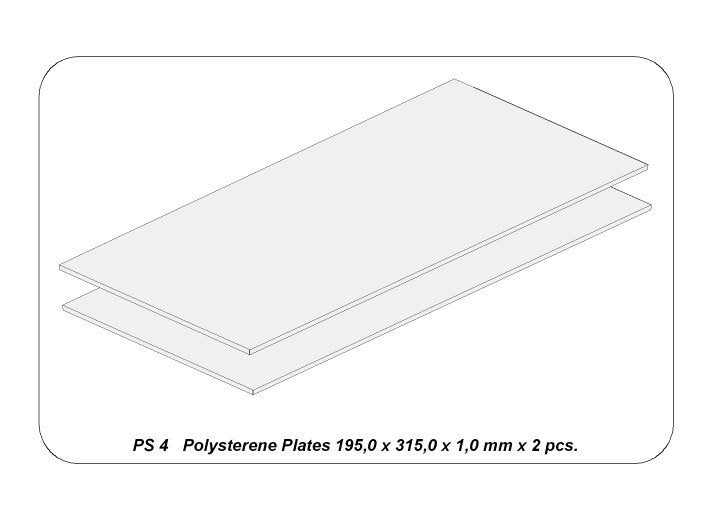 Aber PS-4 White polystyrene plates 195 x 315 x 1.00 mm x 2 pcs. – image 2