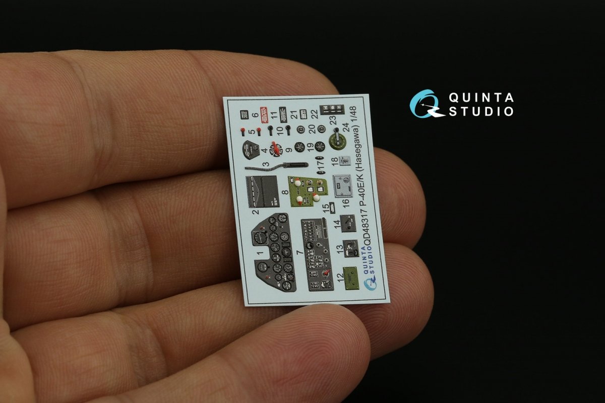 Intérieur imprimé en 3D et coloré sur papier décalcomanie Quinta Studio QD48317 P-40E/K (Hasegawa) 1/48 – immagine 2