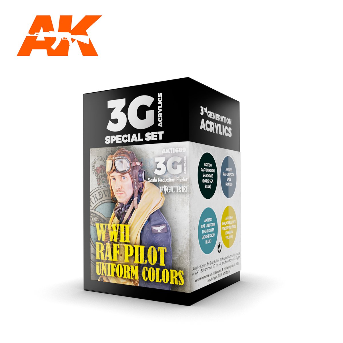 AK Interactive AK11689 Couleurs d&amp;#39;uniforme de pilote de la RAF de la Seconde Guerre mondiale 4x17 ml