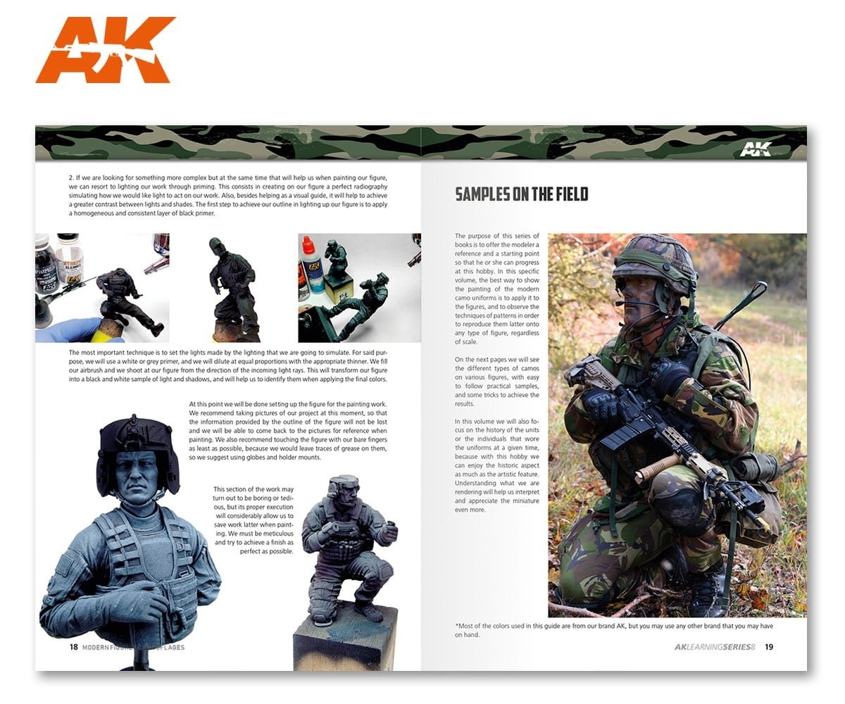 AK Interactive AK247 AK APPRENTISSAGE 08 : CAMOUFLAGES DE FIGURES MODERNES (Anglais) – immagine 3