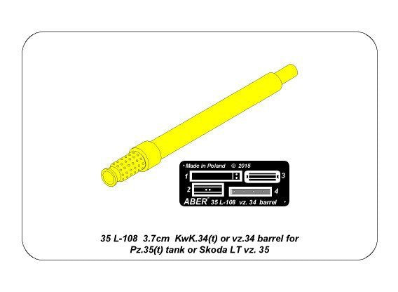 Canon Aber 35L-108 de 3,7 cm KwK.34(t) ou vz. 34 pour char Pz.35(t) (1/35)  – immagine 13
