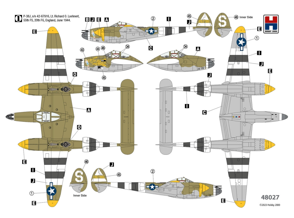 Hobby 2000 48027 P-38J Lightning ETO 1944 (ACADEMY + CARTOGRAPHIE + MASQUES) 1/48 – imagen 2