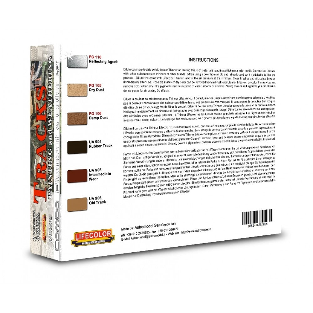 Pigments et colorants Lifecolor SPG02 pour Tracks 6 x 22 ml