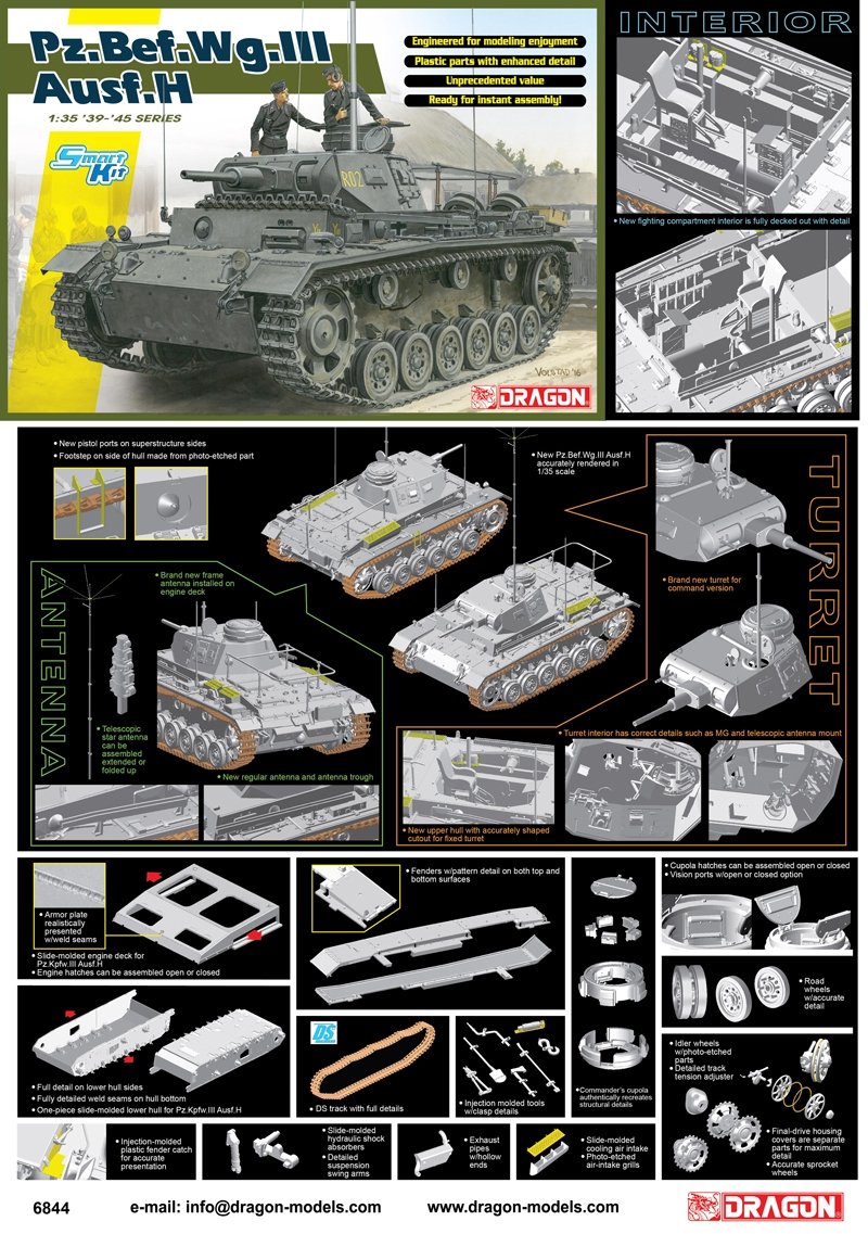 Dragon 6844 Pz.Bef.Wg.III Ausf. H1/35 – immagine 2