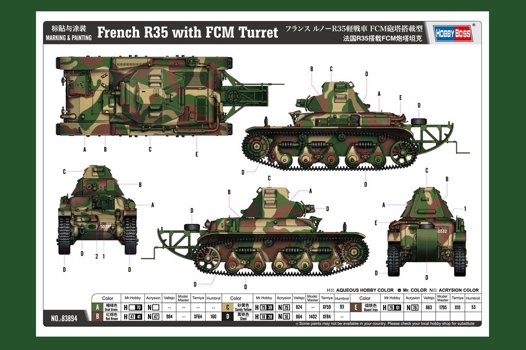 Hobby Boss 83894 Char français R35 avec tourelle FCM 1/35 – imagen 4