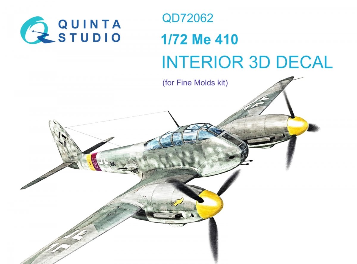 Quinta Studio QD72062 Me 410 3D-Printed &amp;amp; coloured Interior on decal paper (Fine Molds) 1/72