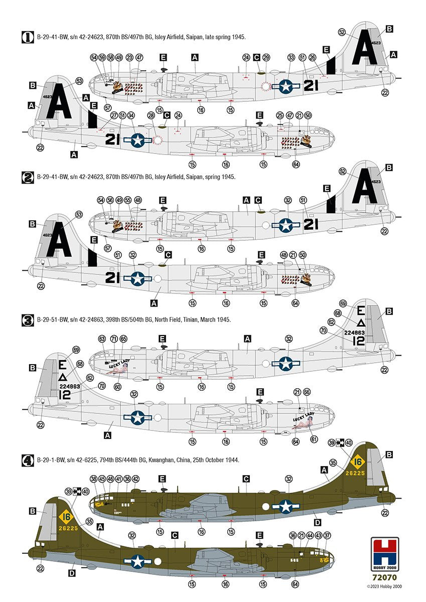 Hobby 2000 72070 B-29 Superfortress (ACADÉMIE + CARTOGRAPHIE + MASQUES) 1/72 – immagine 5