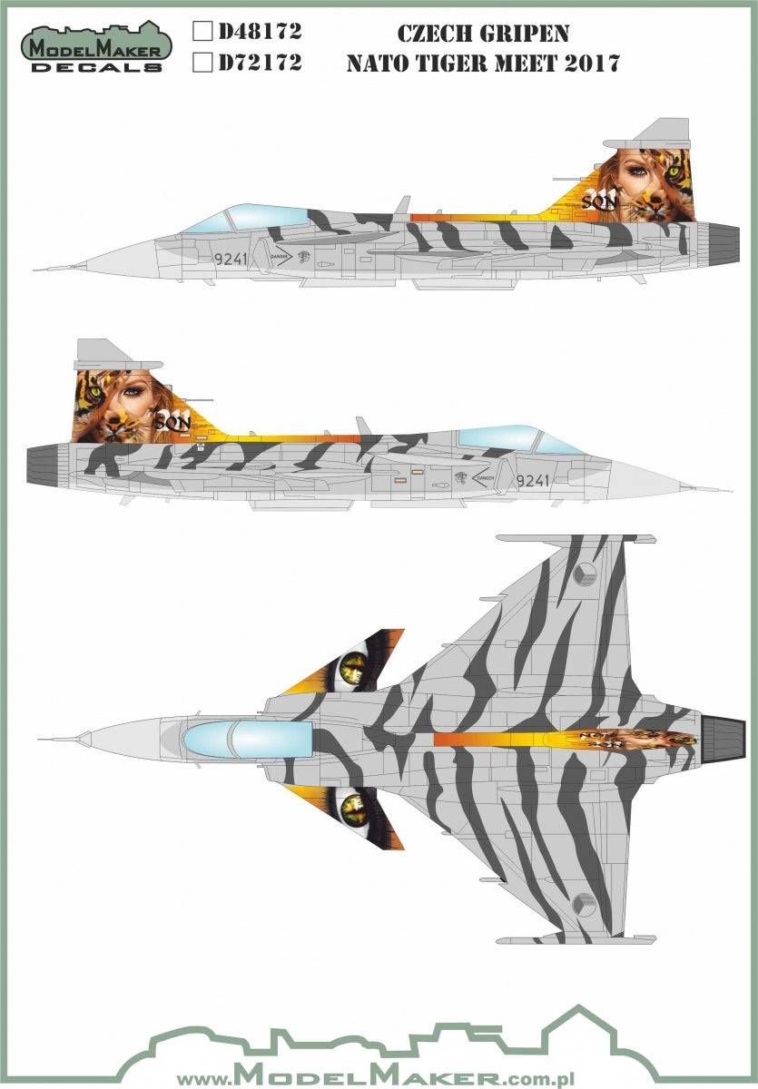 Décalcomanies ModelMaker D48172 Gripen tchèque NTM 2017 1/48