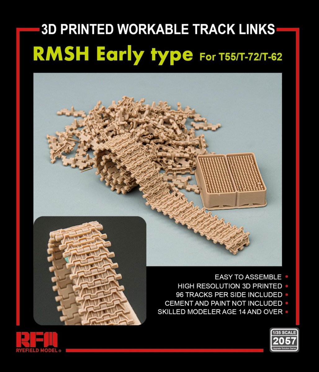 Maquette Rye Field 2057 RMSH type ancien pour T55/-72/T-62, chenilles fonctionnelles imprimées en 3D, échelle 1/35 – image 2