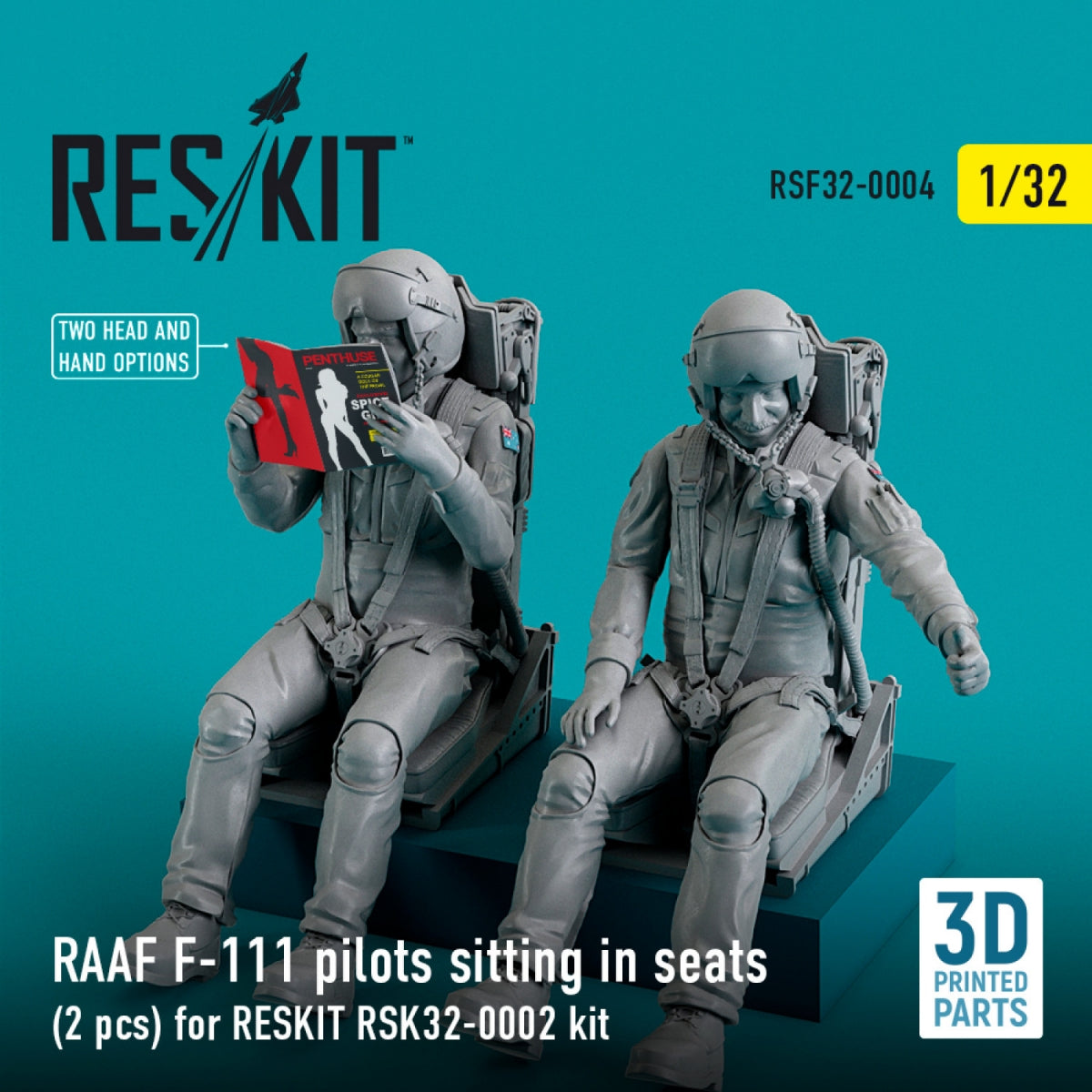 RESKIT RSF32-0004 PILOTES DE F-111 DE LA RAAF ASSIS DANS LEURS SIÈGES (2 PIÈCES) POUR MAQUETTE RESKIT RSK32-0002 (IMPRIMÉE EN 3D) 1/32 – Bild 2