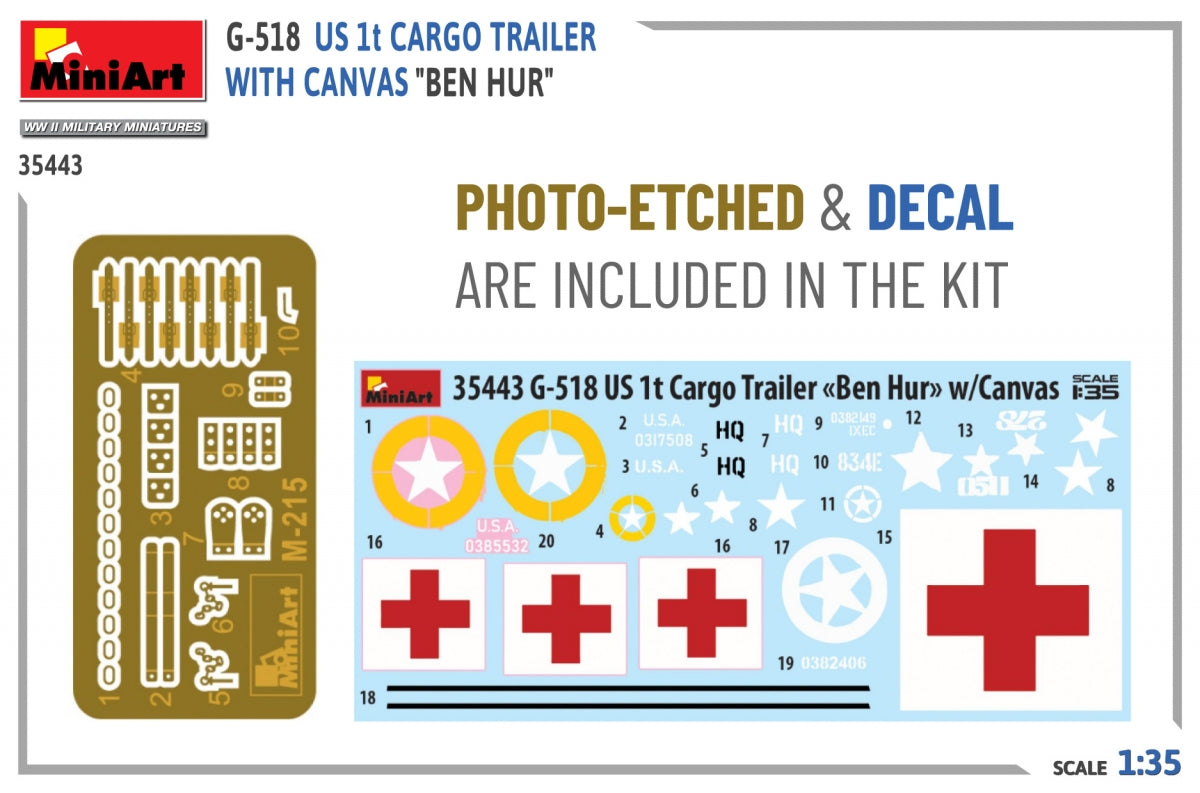 MiniArt 35443 G-518 US 1t REMORQUE CARGO AVEC TOILE BEN HUR 1/35 – Bild 2