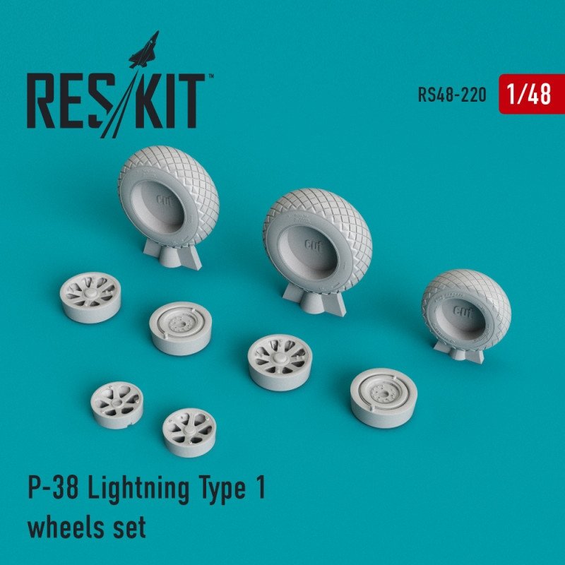 RESKIT RS48-0220 Jeu de roues P-38 Lightning Type 1 1/48